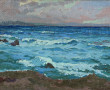S.VATINI (Xxème) "Vagues en Méditerranée