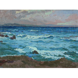 S.VATINI (Xxème) "Vagues en Méditerranée