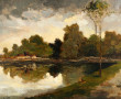 H.PILA (XIXè-Xxè) "Paysage à l'étang", h