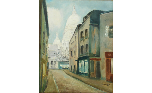 F.THEPAUT (Xxème) "Sacré-Cœur et la rue 