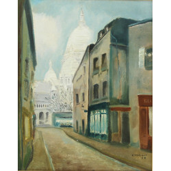 F.THEPAUT (Xxème) "Sacré-Cœur et la rue 
