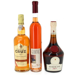 Lot de 3 bouteilles d'alcool: - 1 B Bén