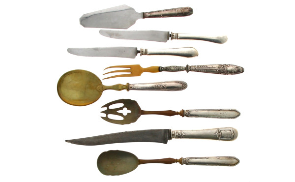Lot de 6 couverts de service manches arg
