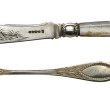 Fourchette en argent 800ème, décor feuil