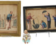 Paire de gouaches chinoises à décor de s