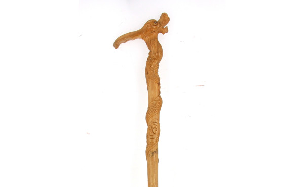 CHINE Xxème - Canne sculptée en bois cla
