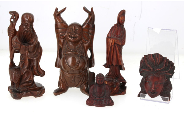 CHINE Xxème - Trois sujets en bois sculp