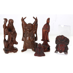 CHINE Xxème - Trois sujets en bois sculp