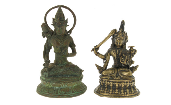 Deux figurines en métal et bronze figura