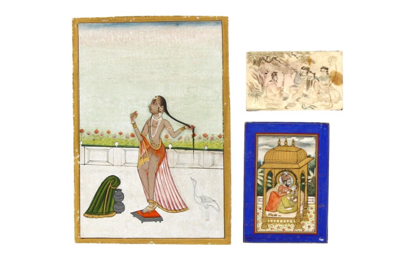 Inde et Chine - Lot de 3 miniatures pein