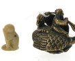 Petit bronze figurant 2 personnages chev