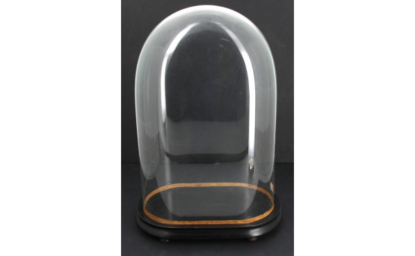 Globe en verre sur sa base en bois noirc