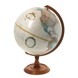 Globe terrestre à base circulaire en boi