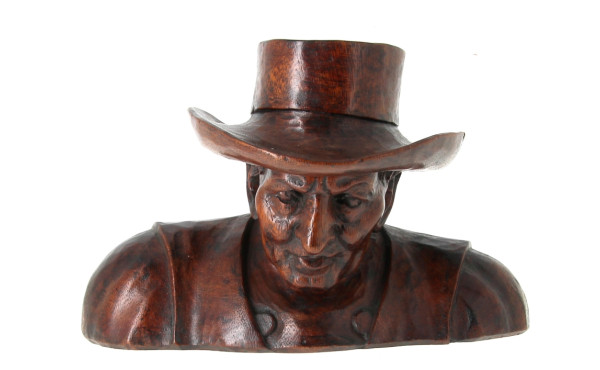 Buste de vieux breton, sujet en bois scu