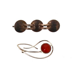 Lot de 2 broches en argent, l'une 925ème