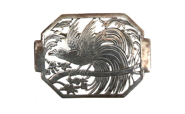 Broche en argent ajouré à décor d'un ois