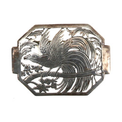 Broche en argent ajouré à décor d'un ois