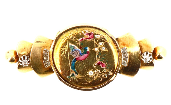 Broche ancienne en or 18 carats, agrémen