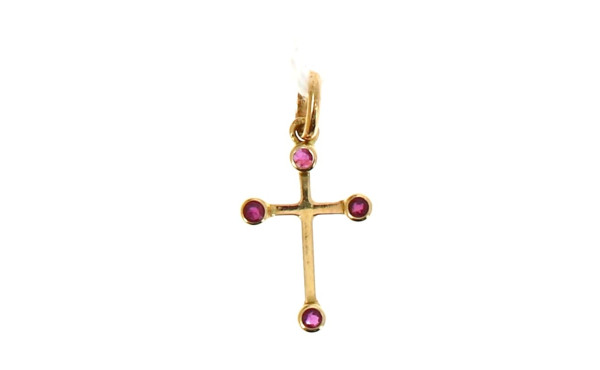 Pendentif croix en or jaune 18 cts, poin