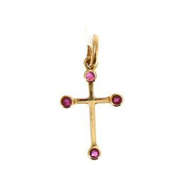 Pendentif croix en or jaune 18 cts, poin