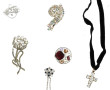 Lot de bijoux en strass : 5 broches dont