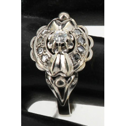 Bague ancienne en or gris 18 cts, poinço