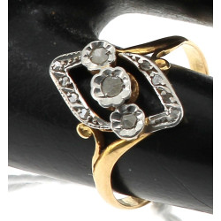 Bague ancienne deux or 18 cts, poinçon t