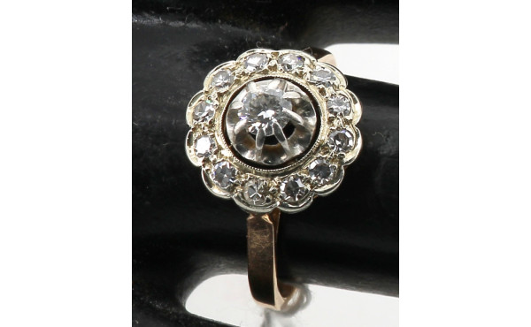 Bague ancienne en or 18 cts et platine, 