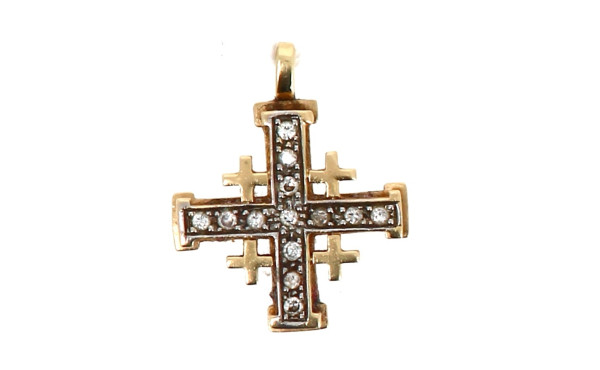 Pendentif croix en or bicolore 14 cts se