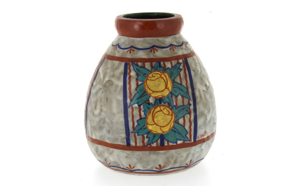 L.PAGE - Vase ovoïde en céramique à déco