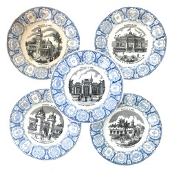 CREIL & MONTEREAU - 5 assiettes en faïen