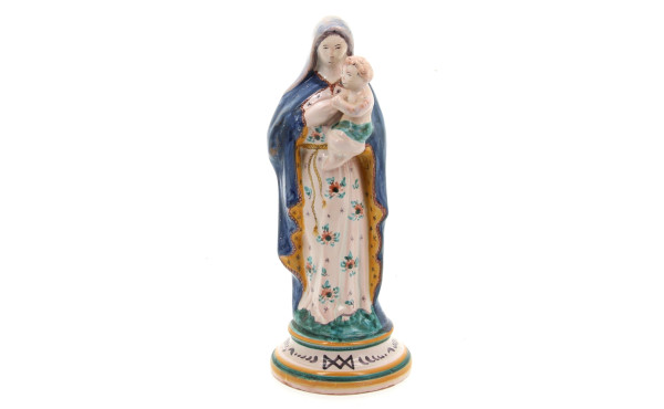 Vierge à l'Enfant, statuette en faïence 
