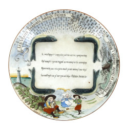 Assiette publicitaire en faïence fine "L