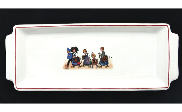 D'après HANSI - Plat à cake en faïence à