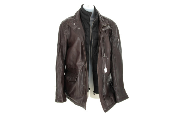 MILESTONE - Veste homme en cuir brun, ta