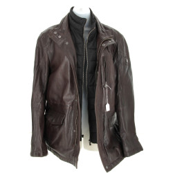MILESTONE - Veste homme en cuir brun, ta