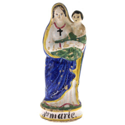 "Ste Marie", statuette en faïence polych