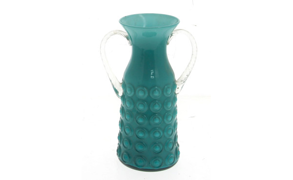 Vase en verre turquoise à décor de pasti
