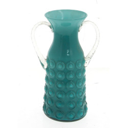 Vase en verre turquoise à décor de pasti