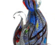 CHAT - Sujet en verre de couleurs et arg