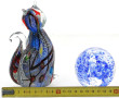 CHAT - Sujet en verre de couleurs et arg