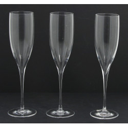 DAUM - 3 flûtes en cristal, H 23 cm