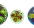 Trois boules presse-papier en verre de c