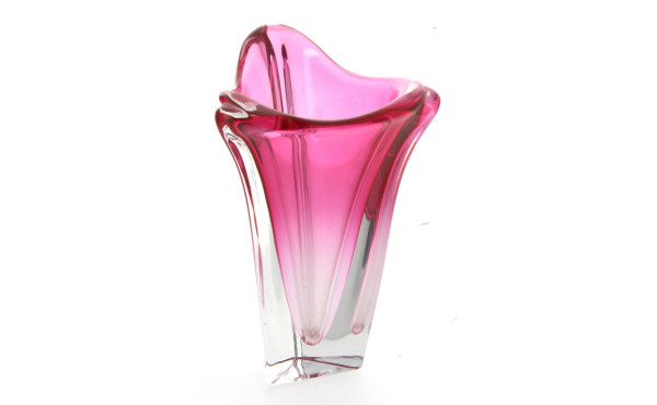 Vase en verre teinté rose, H 20 cm