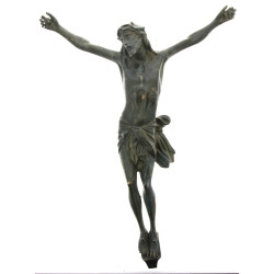 Deux grands Christ, l'un en bronze, l'au