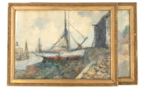 Théophile NICOLET (XIX-XX) "Bateau à sec