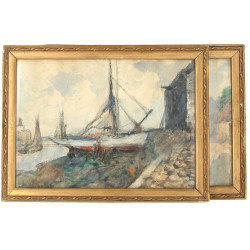 Théophile NICOLET (XIX-XX) "Bateau à sec