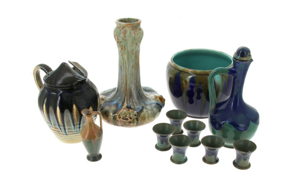 Lot de céramiques décors flammés: vase, 