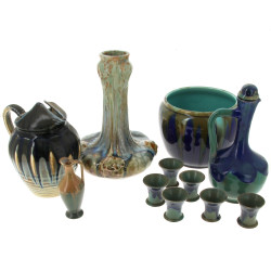 Lot de céramiques décors flammés: vase, 