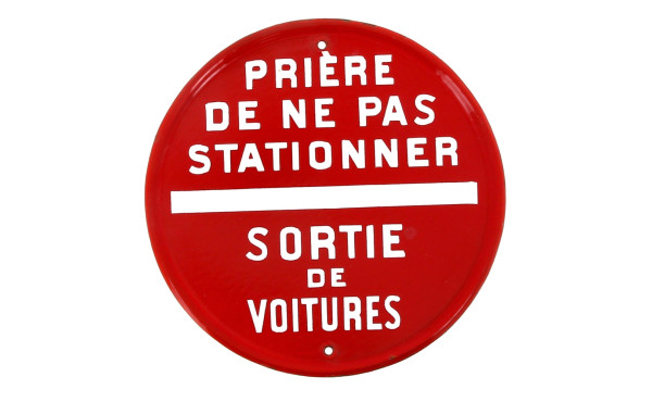 Plaque ronde émaillée ancienne "Prière d